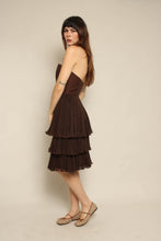 1960s Bonwit Teller Brown Strapless Micro Pleated Party Dress