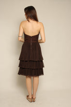 1960s Bonwit Teller Brown Strapless Micro Pleated Party Dress