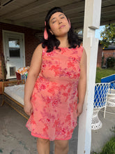 ❤️ Y2K Peach Floral Chiffon Dress