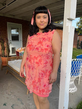 ❤️ Y2K Peach Floral Chiffon Dress