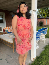 ❤️ Y2K Peach Floral Chiffon Dress