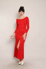 70s Ruched Red Maxi Dress