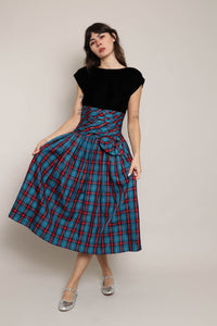 80s Plaid Taffeta Dress