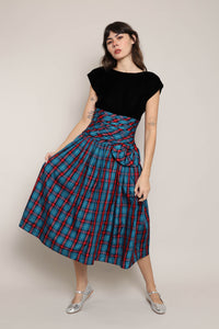 80s Plaid Taffeta Dress