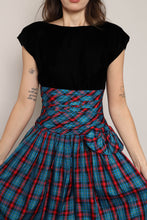 80s Plaid Taffeta Dress