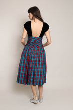 80s Plaid Taffeta Dress