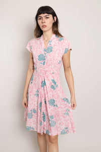 50s Blue Rose Dress