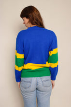 70s Color Block Varsity Sweater