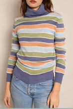 70s Striped Turtleneck Sweater