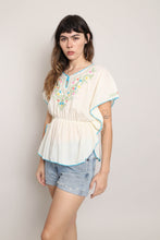 70s Embroidered Smock Top