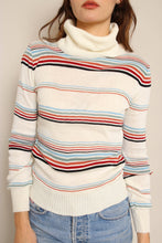 70s Striped Turtleneck Sweater