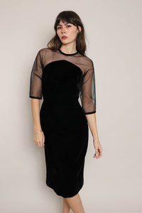 50s Velvet Mesh Bombshell Dress