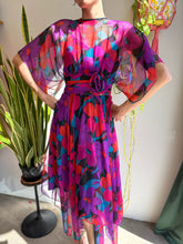80s Floral Chiffon Dress