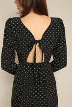 1980s Capriccio Black Polka Dot Dress With Peek-A-Boo Open Back