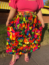 70s Colorful Floral Skirt