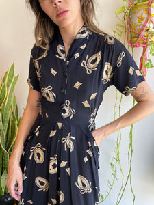40s Cameo Print Dress