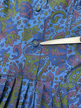 60s Blue Paisley Cotton Dress