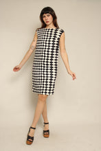 1960s Black & White Op-Art Psychedelic Shift Dress