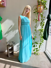 60s Sylvia Ann Blue Chiffon Cocktail Gown
