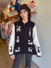 90s Cat Print Knit Jacket