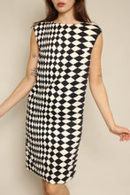1960s Black & White Op-Art Psychedelic Shift Dress