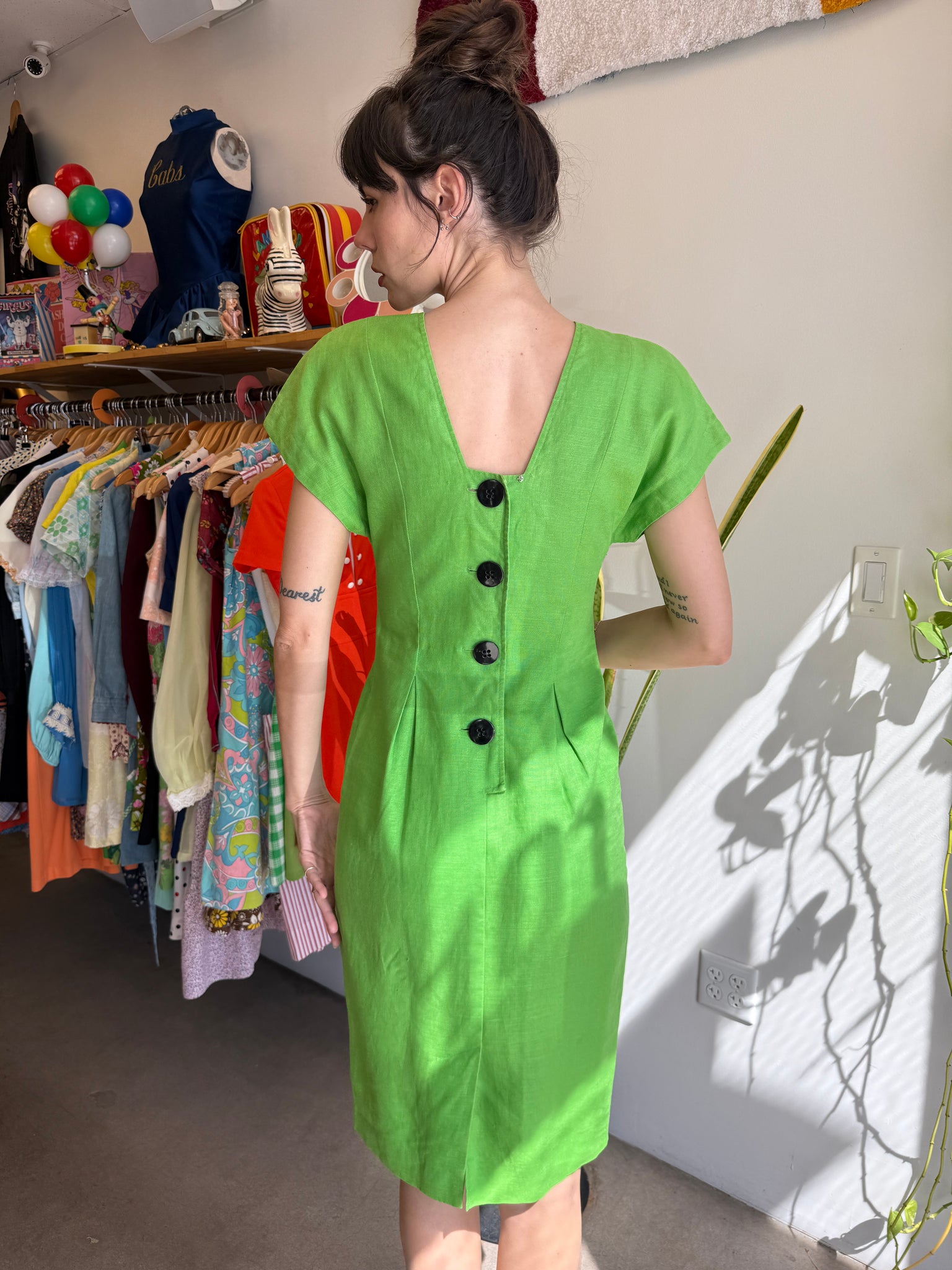 90s Green Linen Dress Luxie Vintage 90s Green Linen Dress Luxie Vintage