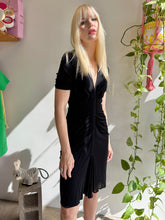 90s Versace Black Ruched Cocktail Dress