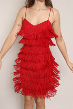 80s Red Fringe Dress