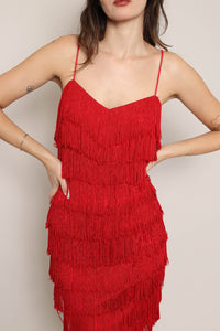 80s Red Fringe Dress