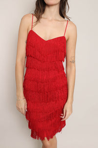 80s Red Fringe Dress