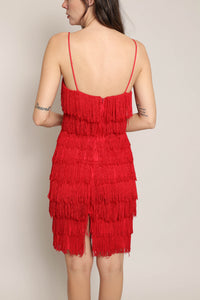 80s Red Fringe Dress