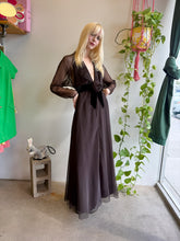 70s Luis Estévez Brown Chiffon Cocktail Dress