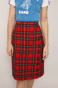 90s Tartan Plaid Buckle Skirt