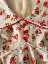 70s Orange Floral Mini Dress - XS/S