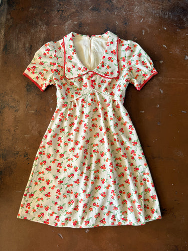70s Orange Floral Mini Dress - XS/S