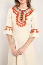 70s Orange Tassel Dress