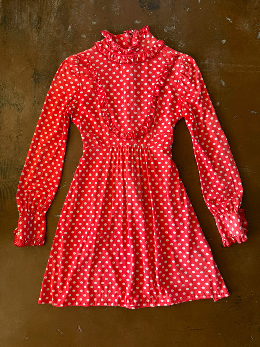 70s Polka Dot Mini Dress - S