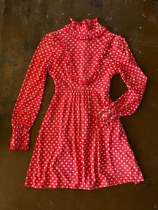 70s Polka Dot Mini Dress - S