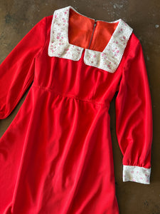70s Square Collar Mini Dress - L/XL