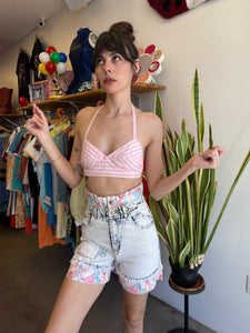 80s Acid Wash Floral Shorts