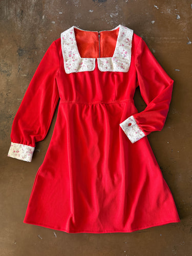70s Square Collar Mini Dress - L/XL