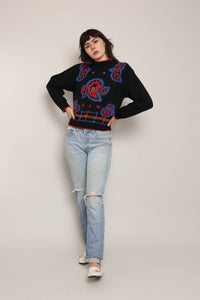 80s Paisley Floral Sweater