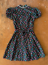70s Black Floral Mini Dress - XS