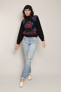 80s Paisley Floral Sweater