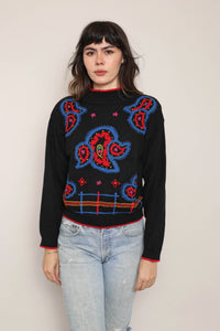 80s Paisley Floral Sweater