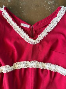 70s Maroon Lace Mini Dress - XL