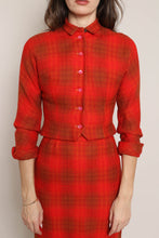 50s Red Plaid Skirt Suit