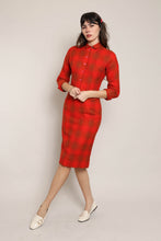 50s Red Plaid Skirt Suit