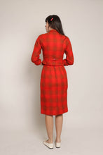 50s Red Plaid Skirt Suit