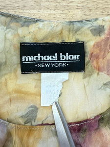 90s Muted Floral Chiffon Dress